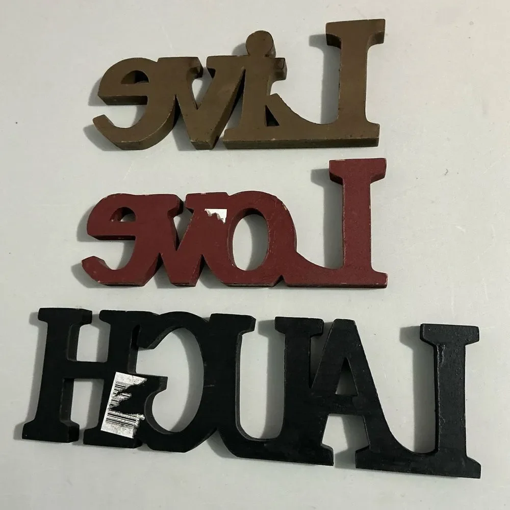 Live Love Laugh Wall Decor Set - Brown, Red, Black